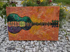 Glass And Tile Mosiac Orange Green Purple Yellow Guitar Design 18X26 Art Decor