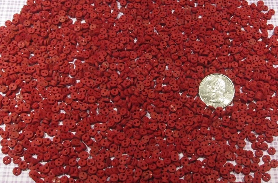 Hand Dyed Tiny Micro Mini Round BUTTONS, 2 Holes, Assorted Colors, Lots of 25/50 - Image 1 of 1