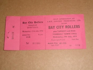 Bay City Rollers 1974 complete Concert Ticket - Imagen 1 de 1