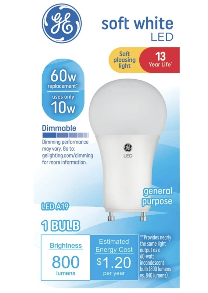 GE Soft White LED GU 24 Plug In Base 60W New - Image 1 of 1