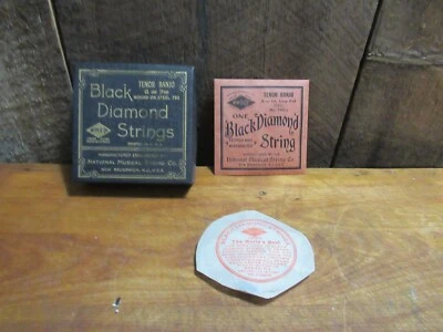 Vintage DIAMANTE NEGRO Nº 790 1/2 - Cuerda de banjo tenor A o 1er (extremo de bucle) acero Foto 1 de 4
