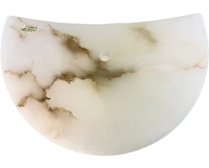 14 inch French Half Moon Marbled Alabaster Sconce, White/Gray/Browns -SHADE ONLY - Picture 1 of 5