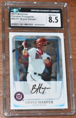 Bowman Chrome Prospects #BCP1 2011 Bryce Harper radiocontrol novato - CGC 8,5 casi nuevo/como nuevo+ Foto 1 de 2