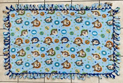 Manta de colección Looney Tunes Baby Taz Tasmanian Devil personalizada con flecos de lana Foto 1 de 4