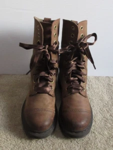 Dr. Martens Aimilita Women's Brown Leather Combat Fold Down Mid-Calf Boots US 8 - Picture 1 of 11