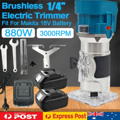 Cordless Brushless 880W Wood Hand Trimmer Compact Router 18V Battery Charger - image 1 of 4