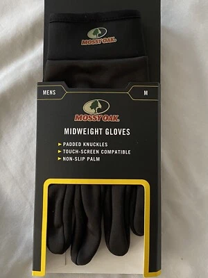 Mossy Oak Men's Midweight Gloves Black Size Medium touchscreen compatible new - Image 1 of 4