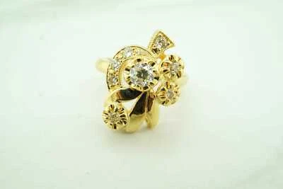 Vintage Estate 14k Yellow Gold Diamond Cocktail Ring Size 6.5 VS2 - SI1 0.80 TCW - Image 1 of 4