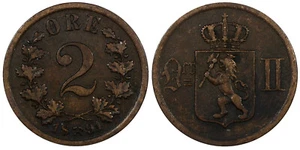 NORWAY Oscar II Bronce 1891 2 Oreras León KM# 353 (20 844) - Imagen 1 de 3