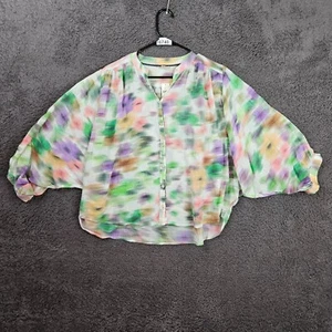 Anthropologie Pilcro The Sidney Fledermaus Knopf Bluse Kelly Blumen Aquarell XS - Bild 1 von 10