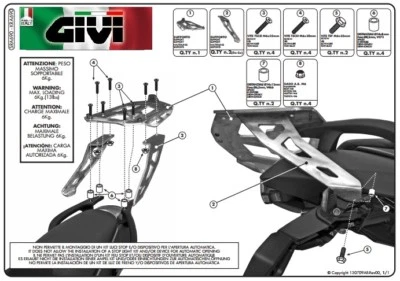 Kit de montaje específico BMW K 1200 R 2005 2006 2007 2008 SRA690 GIVI Foto 1 de 4