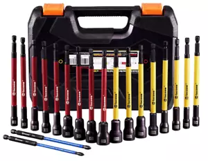 Magnetic Nut Driver Set for Impact Drill Metric/SAE 6" Long Nut Driver Set 19PCS - Picture 1 of 9