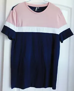 ASOS Cute PINK WHITE NAVY BLUE  short sleeve T-shirt Top XXL 12 - Picture 1 of 4