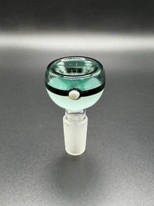 14mm Teal Pokémon Pokeball Male Glass Bowl Piece Slide Replacement - Picture 1 of 3