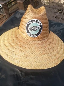 Philadelphia Eagles Patch Bamboo Straw Summer HAT Sombrero  - Picture 1 of 2