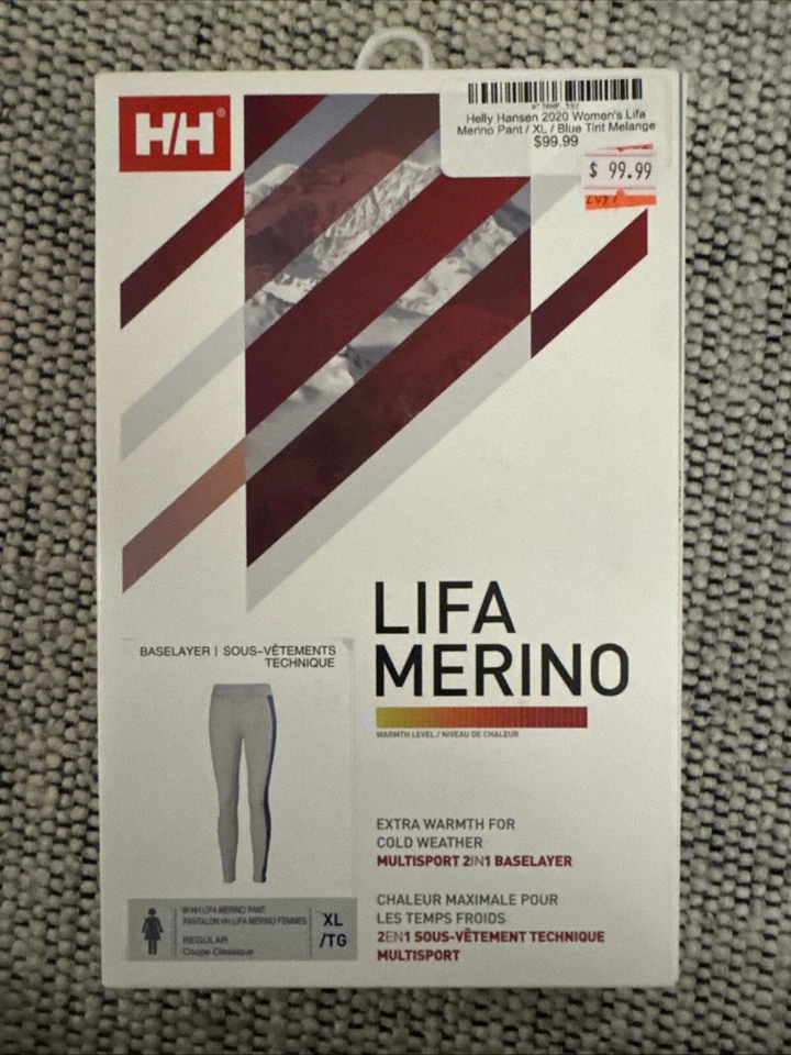 Pantalón BN Helly Hansen Para Mujer Lifa Merino Capa Base Azul Tinte Melange Talla XL Foto 1 de 4