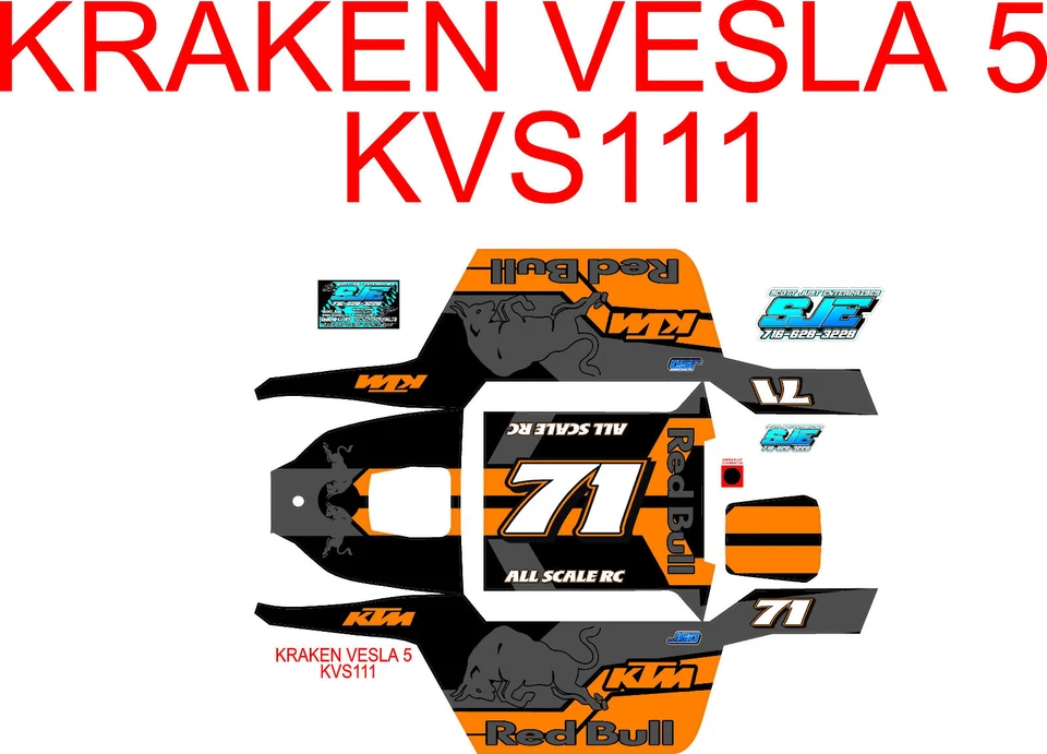 KRAKEN VESLA 5 calcomanías envolventes pegatinas BULLSKY NARANJA TEMA Foto 1 de 1