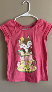 Pink Tommy Bahama Cat Tea Kettle Kids Short Sleeve Shirt Size: Large 10/12 - Picture 1 of 11
