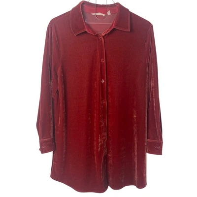 Blusa Camisa Terciopelo Naranja Suave Surroundings Mujer S Botón Frontal Festivo Otoño Foto 1 de 4