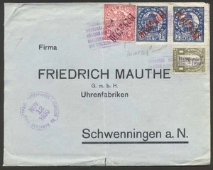 Honduras To Germany Schwenningen a.N Cover 1930 w 3 Stamps Inverted Overprint +1 - Picture 1 of 2
