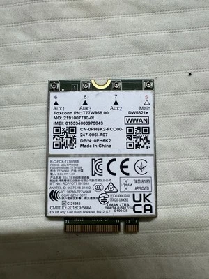 Dell Latitude 5420 5424 7424 T77W968 DW5821e Snapdragon X20 LTE PH6K2 M - Image 1 of 2