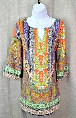 Túnica para mujer Honey Punch manga 3/4 talla mediana multicolor estampado floral cachemir Foto 1 de 4