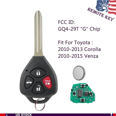 Для 2010 2011 2012 2013 Toyota Corolla бесключевой пульт дистанционного управления брелок + G чип - Изображение 1 из 4