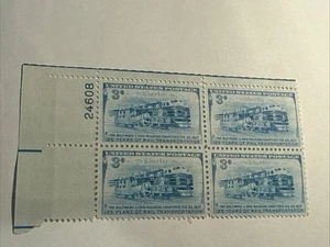 US 1952 USA Scott# 1006 Baltimore & Ohio railroad Train Horse wagon block 4 MNH - Picture 1 of 3