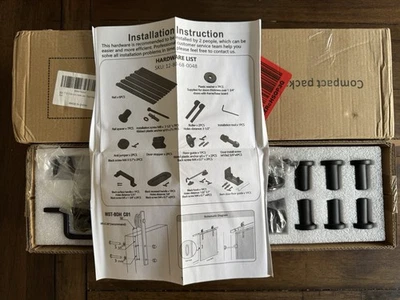 Kit de ferragens para porta de celeiro deslizante 8 pés preto resistente - Imagem 1 de 3