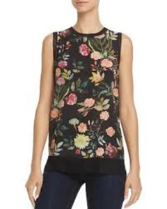 THEORY Lewie Silk Sleeveless Cottage Floral Top Pullover S - Foto 1 di 9