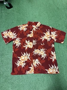 Solitude Hawaiihemd Blumen Knopfleiste Herren Large rot waschbar Seide Strand Vintage - Bild 1 von 13