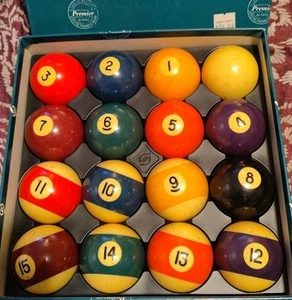 Original Belgische Aramith Premier Pool/Billardkugel Set 16 Phenolharz Vintage - Bild 1 von 16