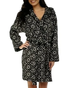 Vera Bradley hooded wrap Fleece Robe -size  Large / XL - Black Concerto Print - Picture 1 of 5