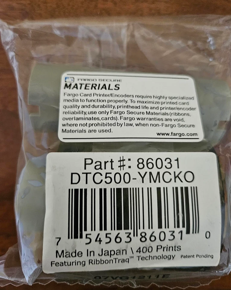 Cartucho FARGO 86031 - CINTA DTC500-YMCKO - 400 impresiones selladas Foto 1 de 1
