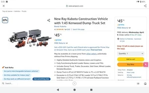Nuovo veicolo da costruzione Ray Kubota con set camion con cassone ribaltabile Kenwood 1:43 - Foto 1 di 1