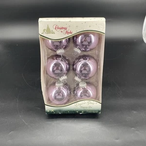 Vintage Krebs lila opalisierende Perlen Weihnachtsschmuck 6 & Box - Bild 1 von 5