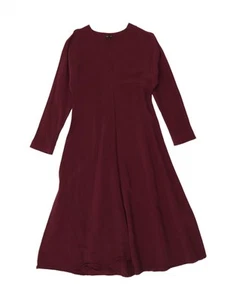 MASSIMO DUTTI Womens Long Sleeve Maxi Dress UK 12 Medium Burgundy Viscose DJ27 - Picture 1 of 4