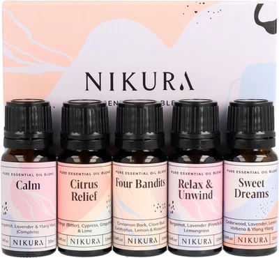 Nikura Essential Oils Blends Gift Set | Calming Essential Oils for Diffusers for