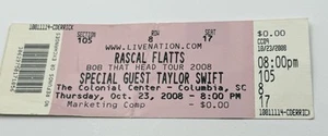 Taylor Swift & Rascal Flatts 2008 Comp Ticket Stub - Columbia South Carolina - Picture 1 of 6