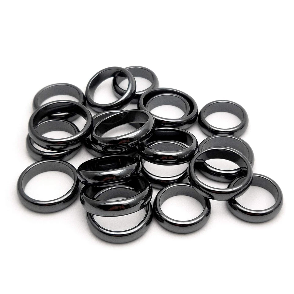 Morchic Hematite Plain Band Rings for Women Men 6mm Width Pack of 20 Mixed Size