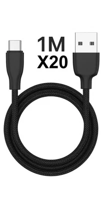 X20 Woven Braided USB C to USB Charger Lead Samsung Wholesale Job Lot - Fast P&P - Image 1 of 4