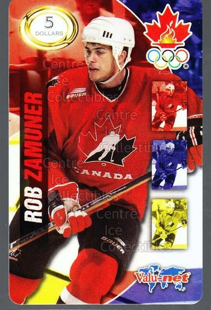 1998 Team Canada Olympic Valu-Net Phone Cards #24 Rob Zamuner - Image 1 of 1