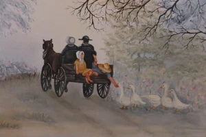 Unique Original painting  countryside painting ducks and scenary - Picture 1 of 12