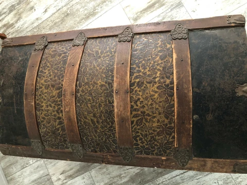 Antique Camel Back Steamer Trunk, Looks Victorian, 1872 Cover