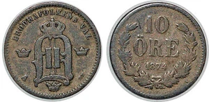 SWEDEN 10 ORE  1874 ST KM#737 - Picture 1 of 1