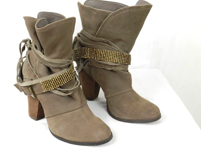 NAUGHTY MONKEY Marrón Gamuza Flecos Tirar al Tobillo Moda Botas Botín Talla 7.5 M Foto 1 de 4