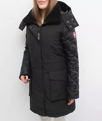 Auténtica chaqueta acolchada negra para mujer CANADA GOOSE Elwin Parka larga S Foto 1 de 4