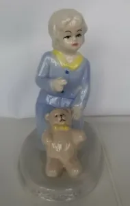 Vintage K's Collection Ceramic Figurine  Young Girl with Adorable Teddy  Bear - Picture 1 of 8