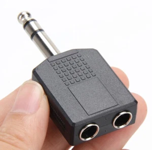 1/4" 6.35mm Male Jack Plug to Dual Female Port Stereo Audio Splitter Adapter AU - Picture 1 of 4