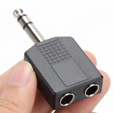 1/4" 6.35mm Male Jack Plug to Dual Female Port Stereo Audio Splitter Adapter AU - Image 1 of 4